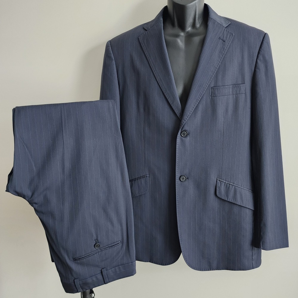 Ted Baker Endurance Pinstripe Suit Mens 40R 35W 29L Navy Wool Blend Professional